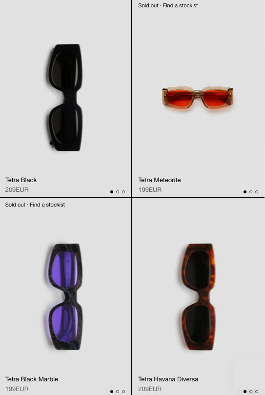 The Tetra collection on the RSF site: Tetra Black, Tetra Meteorite, Tetra Black Marble, Tetra Havana Diversa